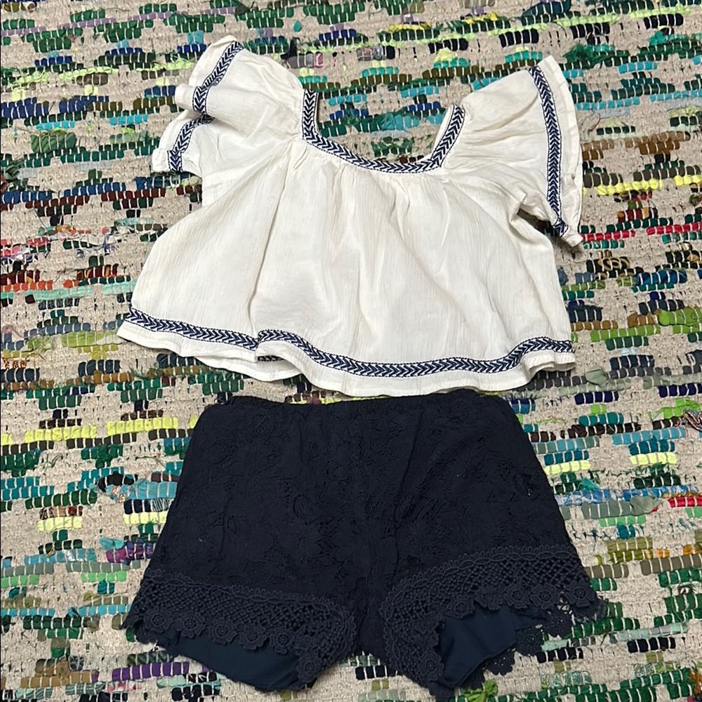 Kids Boho Top with Lace Shorts